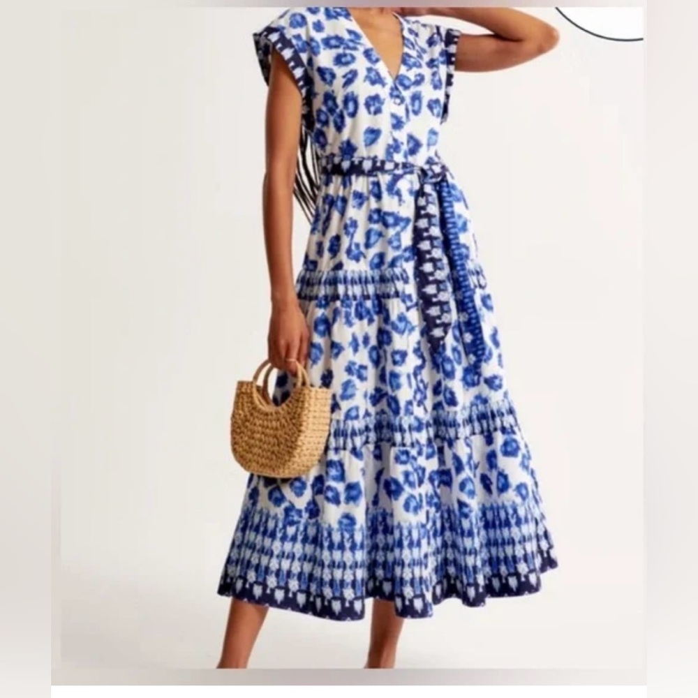 Abercrombie & Fitch Blue and White Floral Midi Dress